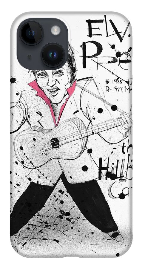  iPhone 14 Case featuring the drawing Elvis Presley by Phil Mckenney