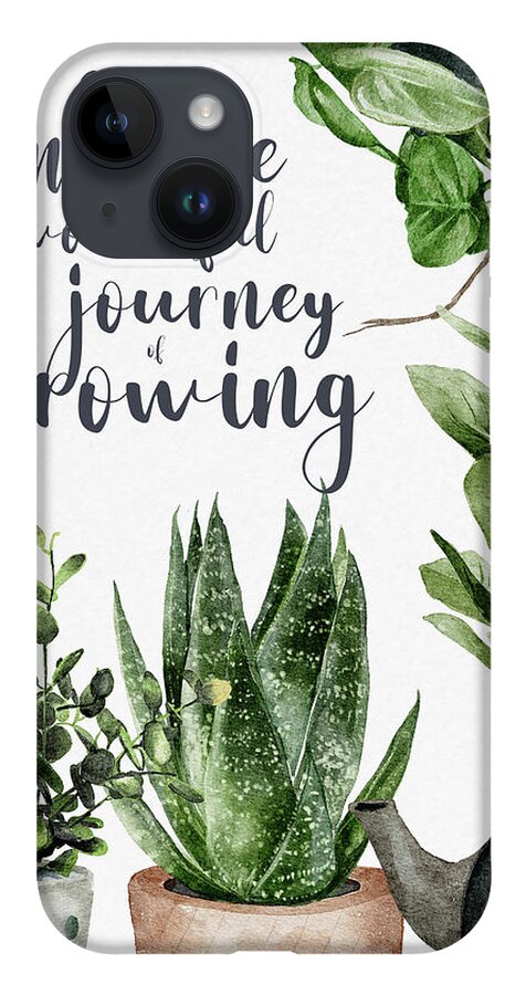 Plant Mom iPhone 14 Case featuring the digital art Embrace The Wonderful Journey of Growing by Sambel Pedes