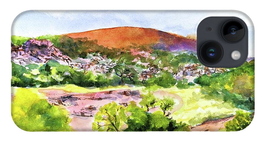 Enchanted Rock iPhone 14 Case featuring the painting Enchanted Rock Texas by Carlin Blahnik CarlinArtWatercolor