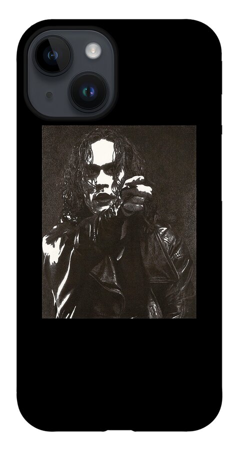 The Crow iPhone 14 Case featuring the drawing Eric Draven by Mark Baranowski