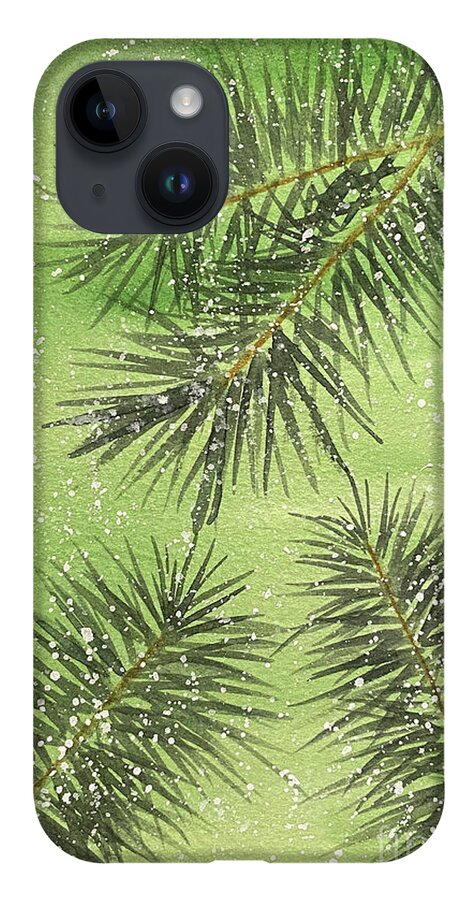 Pine iPhone Case featuring the painting Evergreen Trio by Lisa Neuman