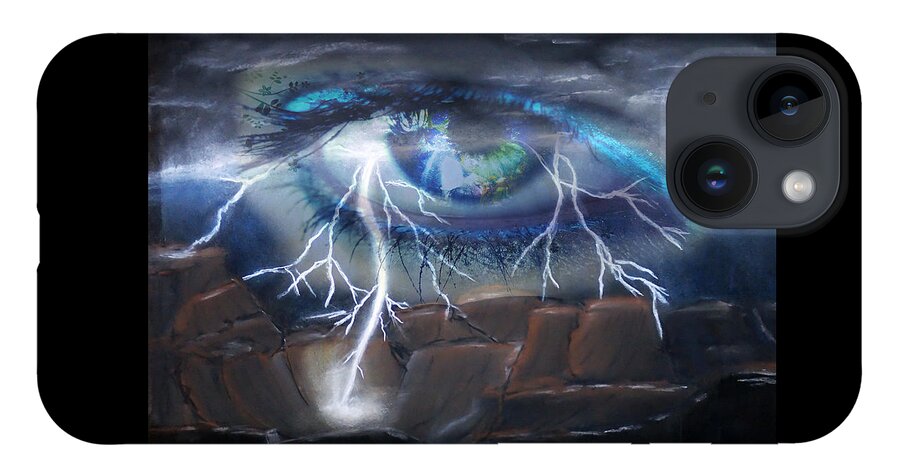 Eyes iPhone 14 Case featuring the mixed media Eye of the Storm by Ronald Mills