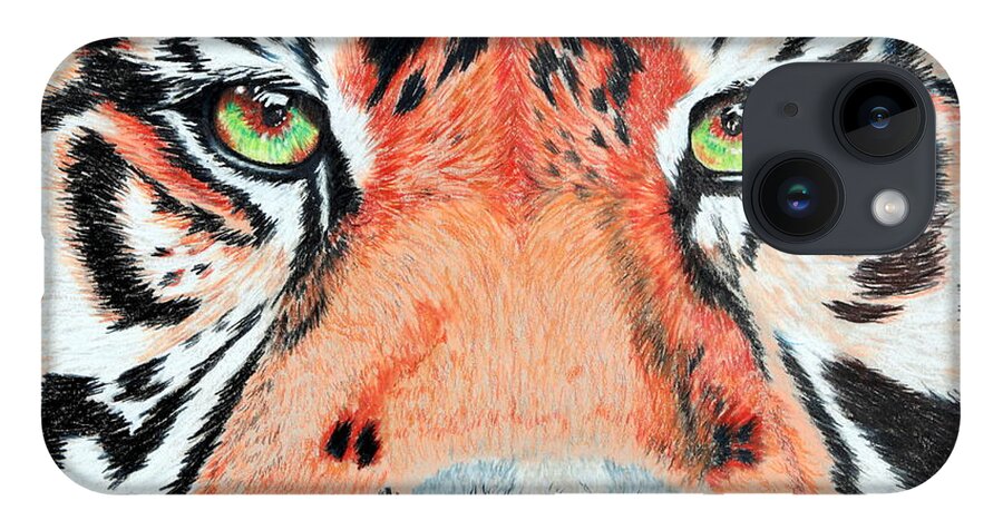 Tiger iPhone 14 Case featuring the painting Eye of the Tiger by Maria Barry
