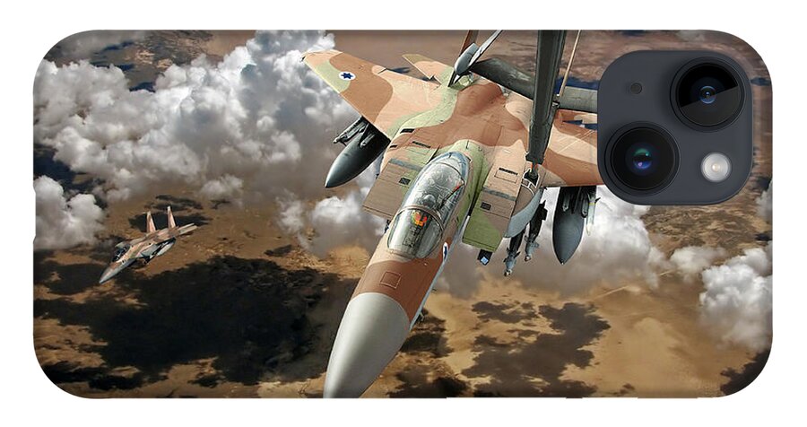 F-15 iPhone 14 Case featuring the digital art F-15I Ra'am Refueling froma KC-10 Extender by Custom Aviation Art