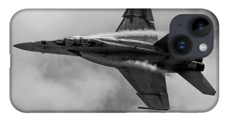 Airplane iPhone Case featuring the photograph F18 in Black and White by Carolyn Hutchins
