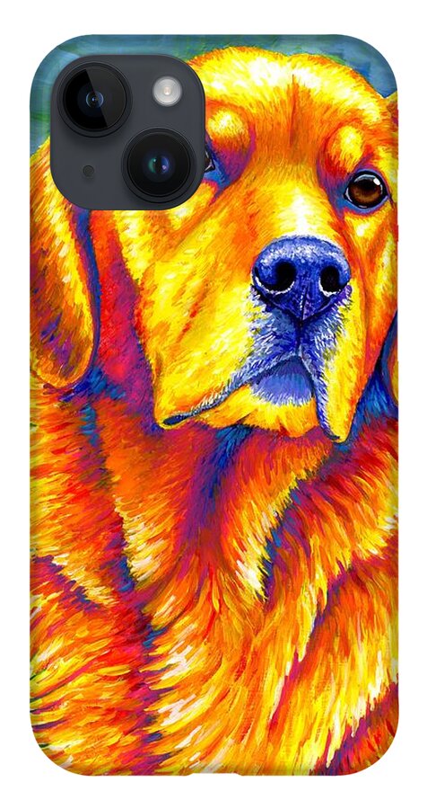 Golden Retriever iPhone Case featuring the painting Faithful Friend - Colorful Golden Retriever Dog by Rebecca Wang