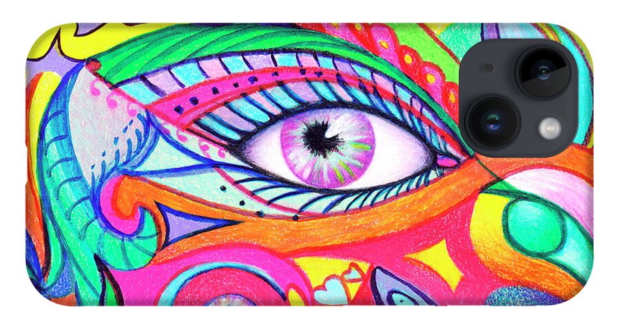 Fan See Eyes iPhone 14 Case featuring the drawing Fan See Eyes by Nancy Cupp
