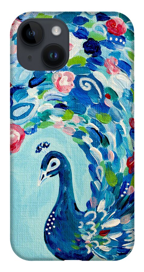 Bird iPhone 14 Case featuring the painting Fancy Peacock by Beth Ann Scott