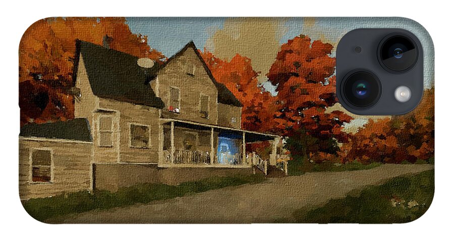 Farm iPhone 14 Case featuring the painting Farm House by Charlie Roman