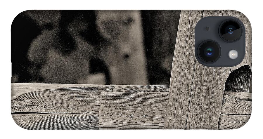 Fence Post Wood B&w iPhone Case featuring the photograph Fence Post by John Linnemeyer