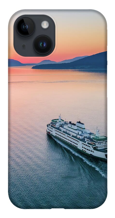 Sunset iPhone 14 Case featuring the photograph Ferry Sunset2 Vertical by Michael Rauwolf