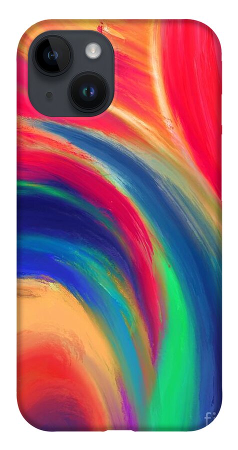 Abstract iPhone 14 Case featuring the digital art Fiery Fire - Modern Colorful Abstract Digital Art by Sambel Pedes