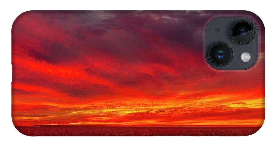 Sunset iPhone Case featuring the photograph Fiery Sunset in Oceanside - January 10, 2022 by Rich Cruse