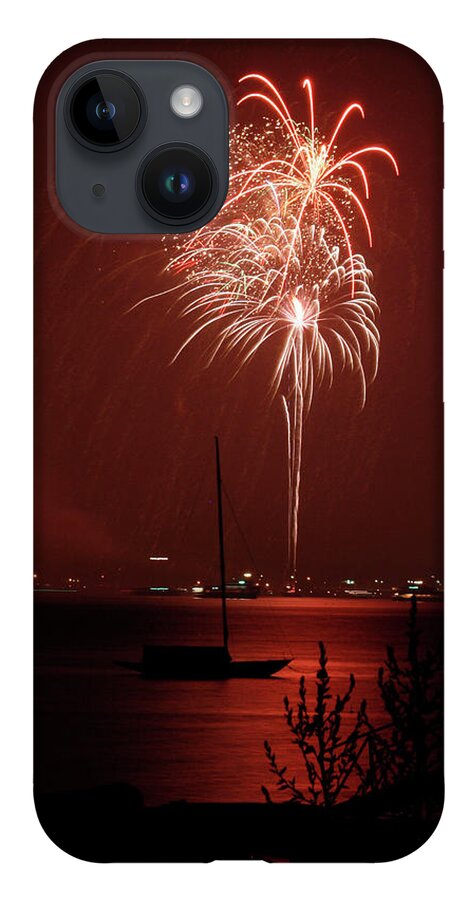 Fireworks iPhone 14 Case featuring the photograph Fireworks over the Bay by Jim Feldman