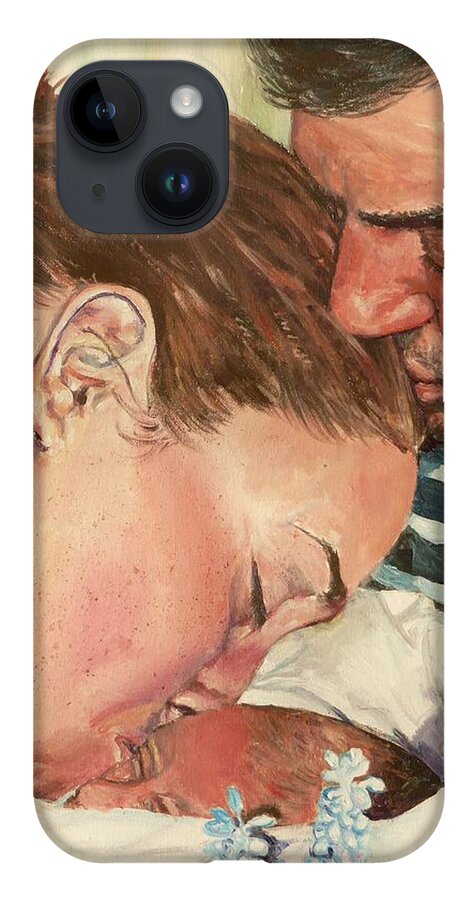 Family iPhone Case featuring the painting First Family Kiss by Merana Cadorette