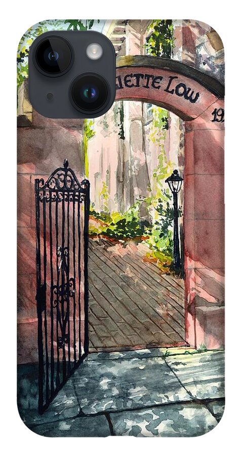 Savannah iPhone Case featuring the painting First Headquarters Gate Entrance by Merana Cadorette
