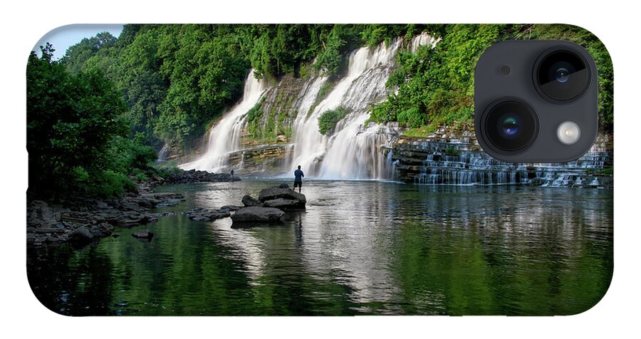 Rock Island State Park. Twin Falls iPhone 14 Case featuring the photograph Fishing At Twin Falls by Phil Perkins