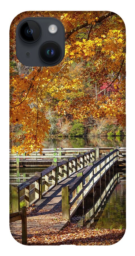 Carolina iPhone 14 Case featuring the photograph Fishing Dock under the Maple Trees by Debra and Dave Vanderlaan