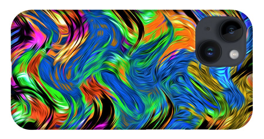 Abstract iPhone 14 Case featuring the digital art Flames of Passion - Abstract by Ronald Mills