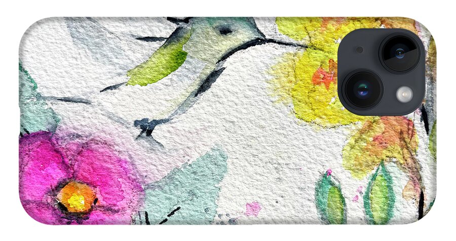 Hummingbird iPhone Case featuring the painting Floaty Hummingbird 3 by Roxy Rich