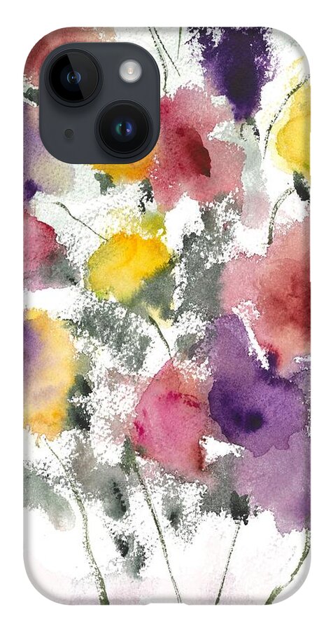 Water iPhone 14 Case featuring the painting Flowers by Loretta Coca