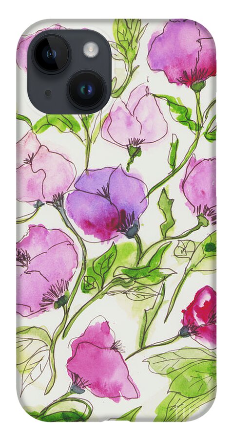 Water iPhone 14 Case featuring the painting Flowers by Loretta