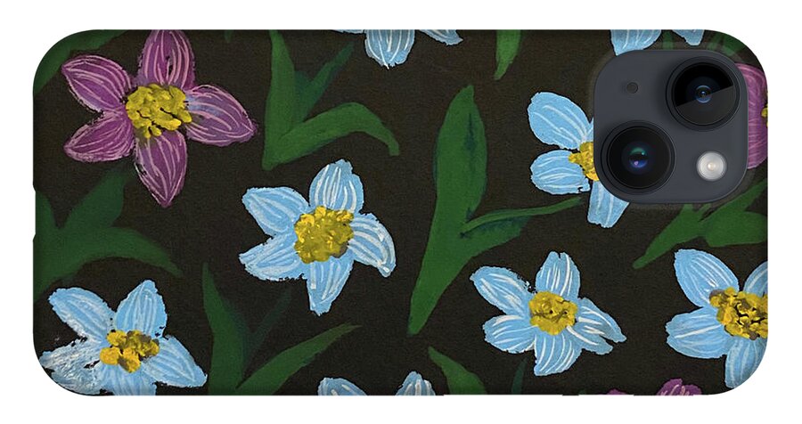 Flowers iPhone Case featuring the painting Flowers on Black by Lisa Neuman