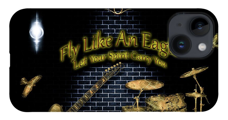Rock Music iPhone 14 Case featuring the digital art Fly Like An Eagle by Michael Damiani