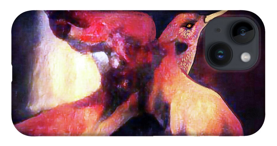 American Bird Art; Texas Artist; Bird Art Prints; Bird Artist; Noted Artist; Contemporary Art; Seattle Artist; Nft Artist; Non Fungible Token Art; Abstract Artist; Deviant Art; Mockingbird iPhone 14 Case featuring the digital art Flying Solo 005 by Stacey Mayer
