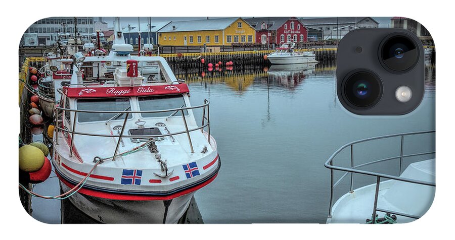Landscape iPhone 14 Case featuring the photograph Foggy Day at Siglifjordur Harbor by Kristia Adams