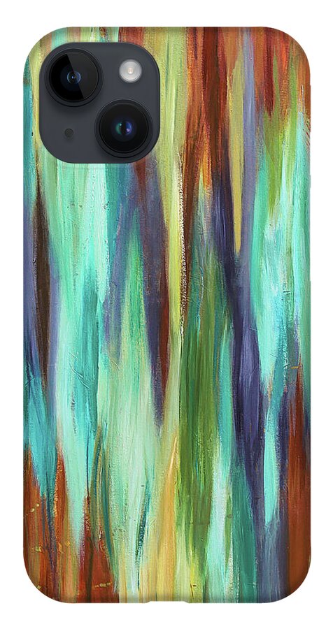 Abstract iPhone 14 Case featuring the painting Forest Sounds by Maria Meester