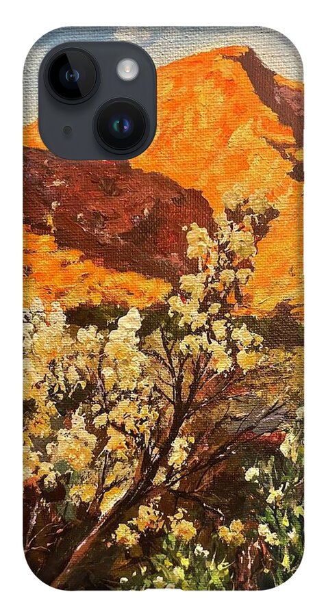 Landscape iPhone 14 Case featuring the painting Fortuna mountain 2 by Ray Khalife