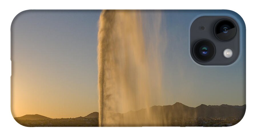 Arizona iPhone 14 Case featuring the photograph Fountain Hills, Arizona Fountain Golden Hour Sunlight by Anthony Giammarino