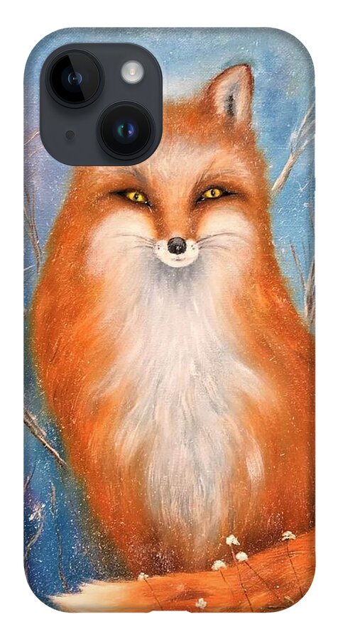 Wall Art Animals Fox  Red Fox Gloss Print Cards Of Original Painting Fox Double Page Postcard Of Original Painting White Envelope Greeting Cards Posters iPhone Case featuring the photograph Fox by Tanya Harr