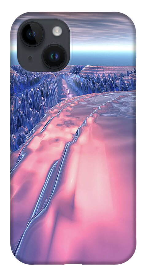 Glacier iPhone 14 Case featuring the digital art Fractal Glacier Landscape by Phil Perkins