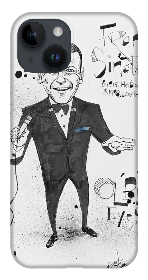 iPhone 14 Case featuring the drawing Frank Sinatra by Phil Mckenney