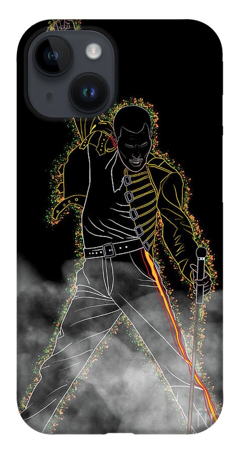 Freddie Mercury iPhone 14 Case featuring the digital art Freddie Mercury Smoke by Marisol VB