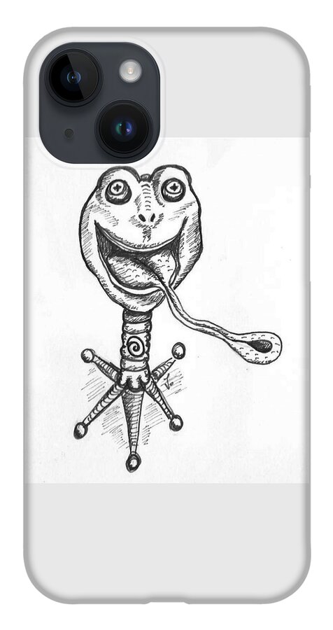 Frog iPhone 14 Case featuring the drawing Frogstand by Vicki Noble