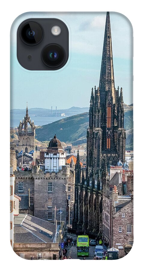 Castle Of Edinburgh iPhone 14 Case featuring the digital art From the Castle of Edinburgh, Scotland by SnapHappy Photos