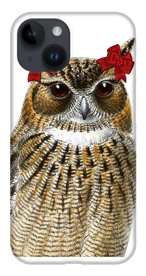 Owl iPhone 14 Case featuring the digital art Funny Owl Girl by Madame Memento