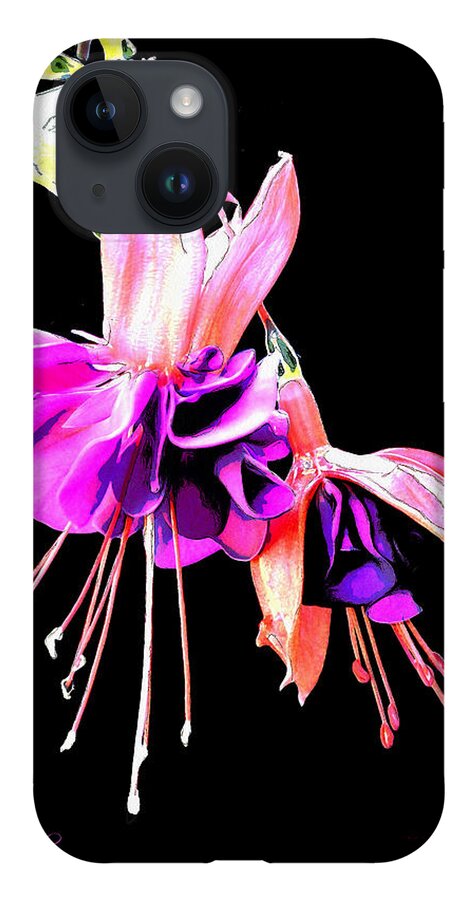Flowers iPhone 14 Case featuring the mixed media Fuschia by Pennie McCracken