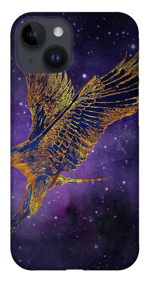 Hawk iPhone 14 Case featuring the digital art Galaxy Hawk by Sambel Pedes
