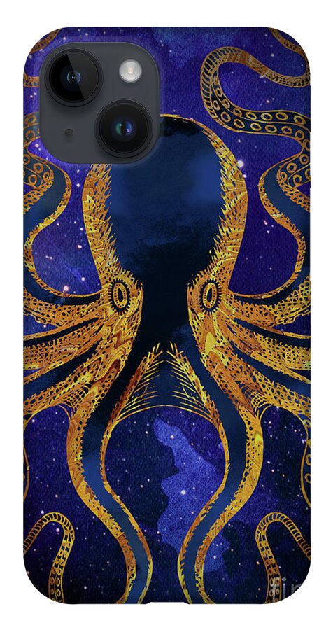 Galaxy iPhone Case featuring the digital art Galaxy Octopus by Sambel Pedes