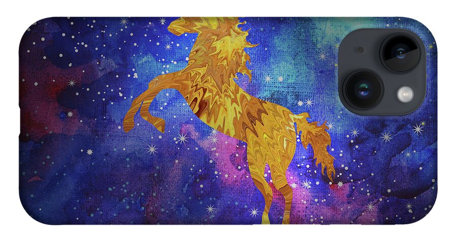 Pegasus iPhone 14 Case featuring the digital art Galaxy Unicorn by Sambel Pedes