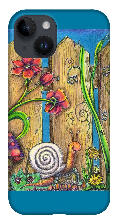 Garden iPhone 14 Case featuring the drawing Garden Fence by Vicki Noble
