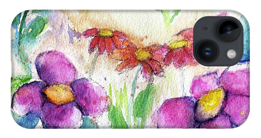 Garden iPhone 14 Case featuring the painting Garden Flowers by Roxy Rich