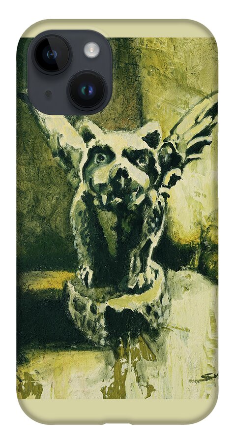 Gargoyle iPhone 14 Case featuring the painting Gargoyle by Sv Bell