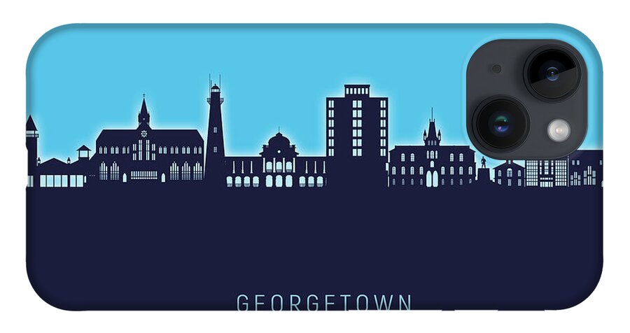 Georgetown iPhone 14 Case featuring the digital art Georgetown Guyana Skyline #05 by Michael Tompsett