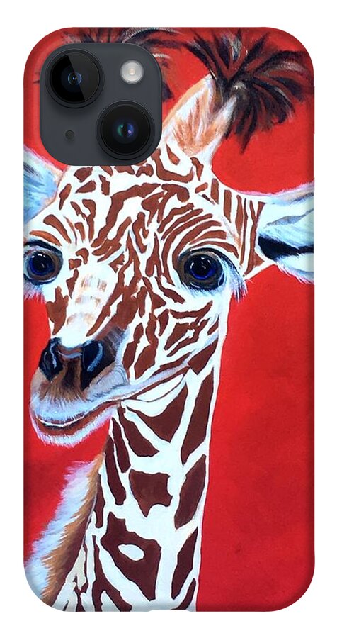  iPhone 14 Case featuring the painting Gerry the Giraffe by Bill Manson