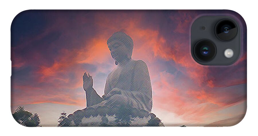 Hong Kong iPhone Case featuring the digital art Giant Buddha by Geoff Jewett